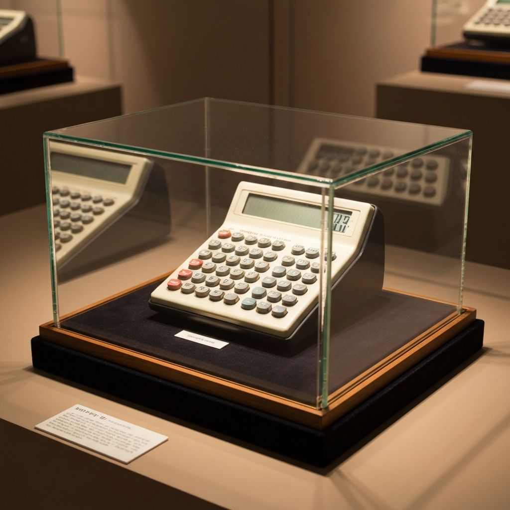 An old calculator preserved in a museum with reverence